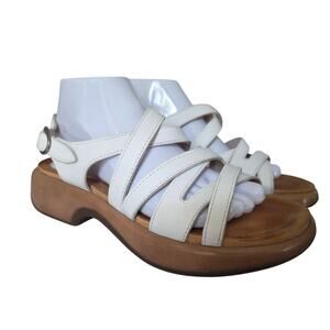 Dansko Lolita Sandals White 40 US 9 Leather Comfort Strappy Platform